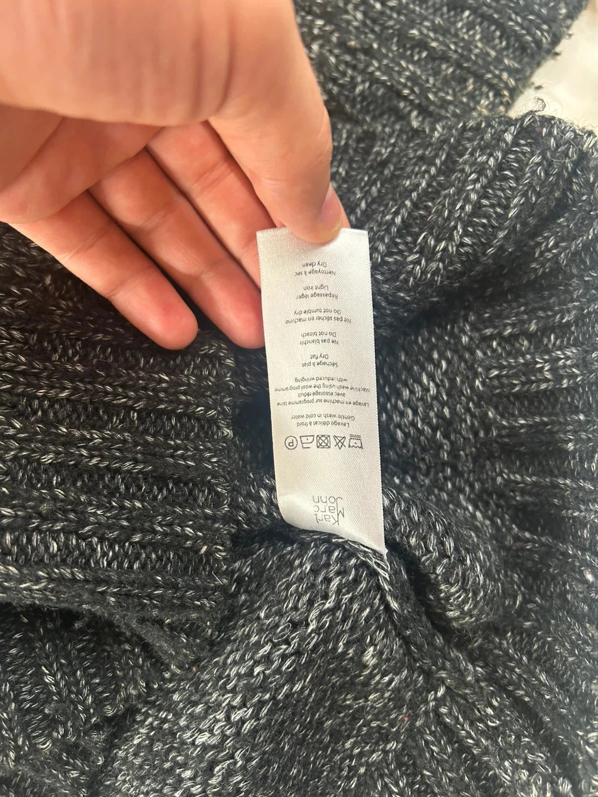 Sweat pull cardigan en laine et acrylique noir gris karl marc john – photo 12